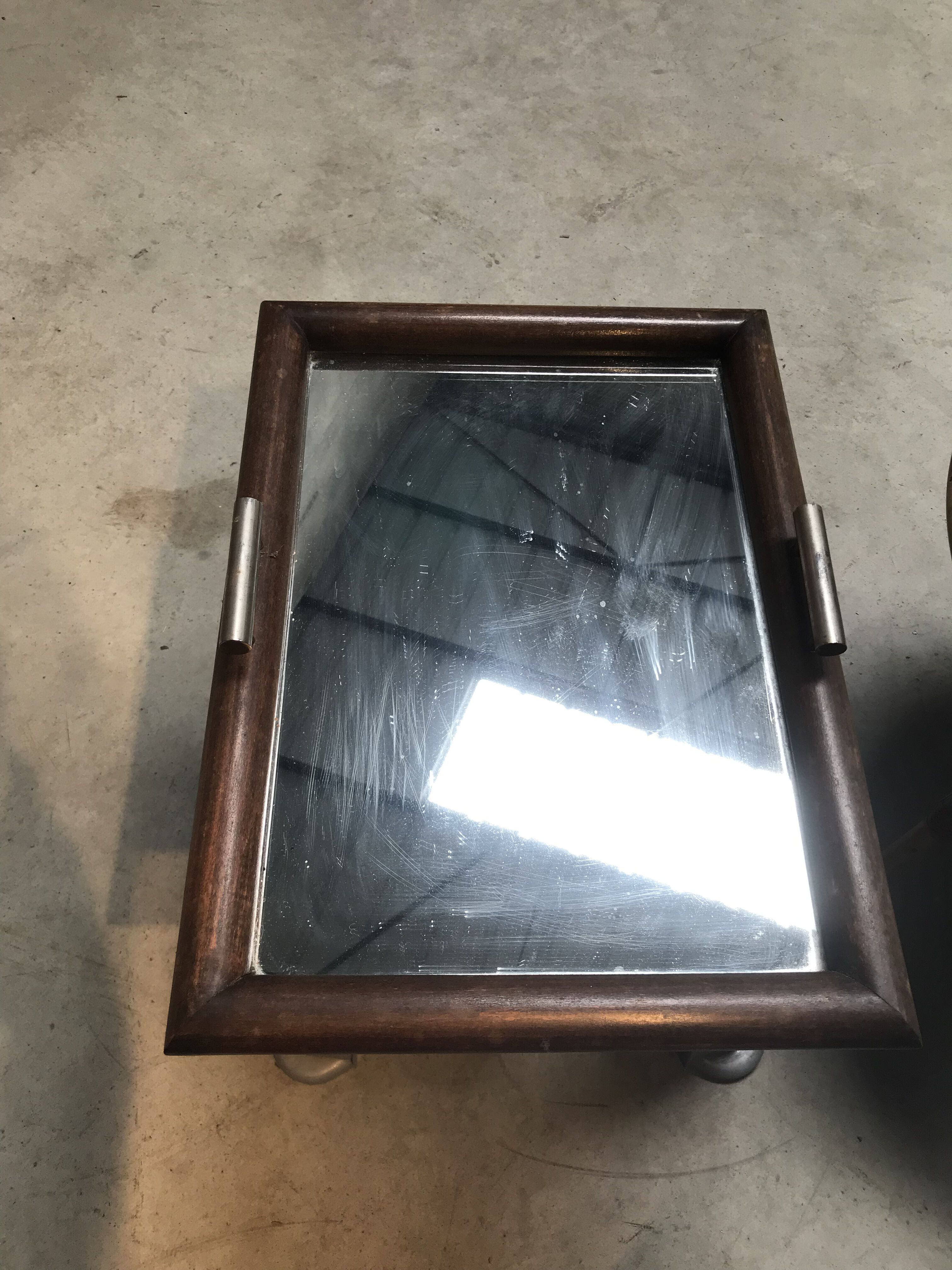 Vintage bar trolley service with detachable mirror service tray
