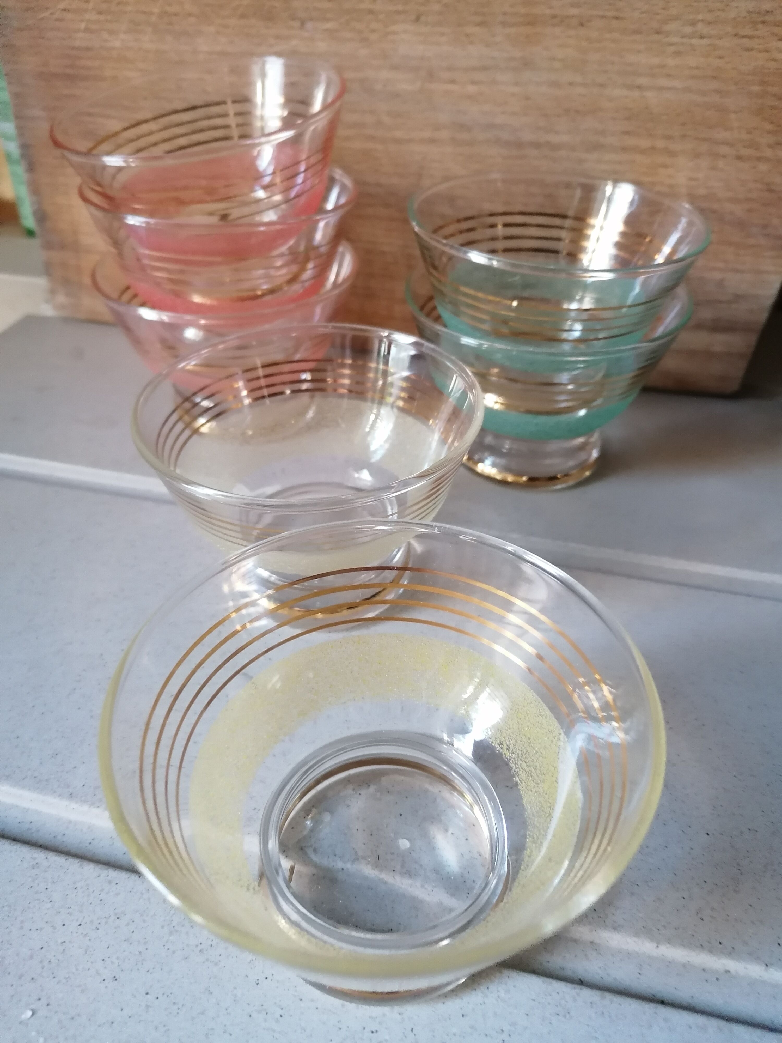 Set of 7 granite glass cups