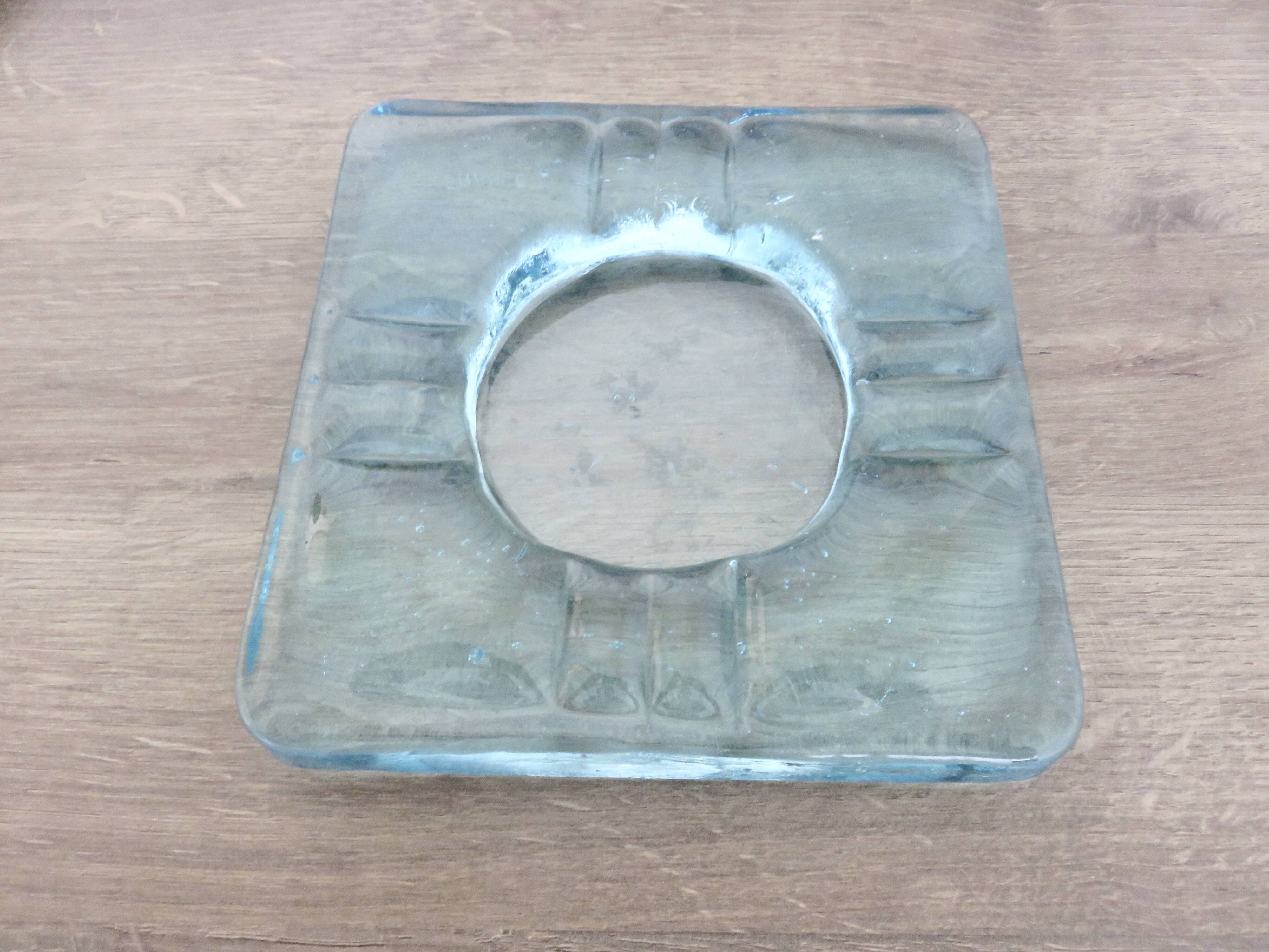 Ashtray signed Schneider France in blue crystal