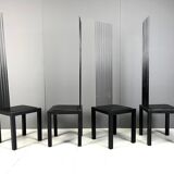 Chaises de salle à manger vintage à haut dossier, 1980