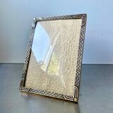 Vintage art deco  metal brass picture frame 15 cm x 11 cm convex glass