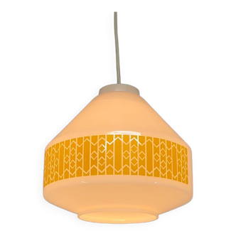 Mid-Century Milk Glass Pendant Light, Czechoslovakia