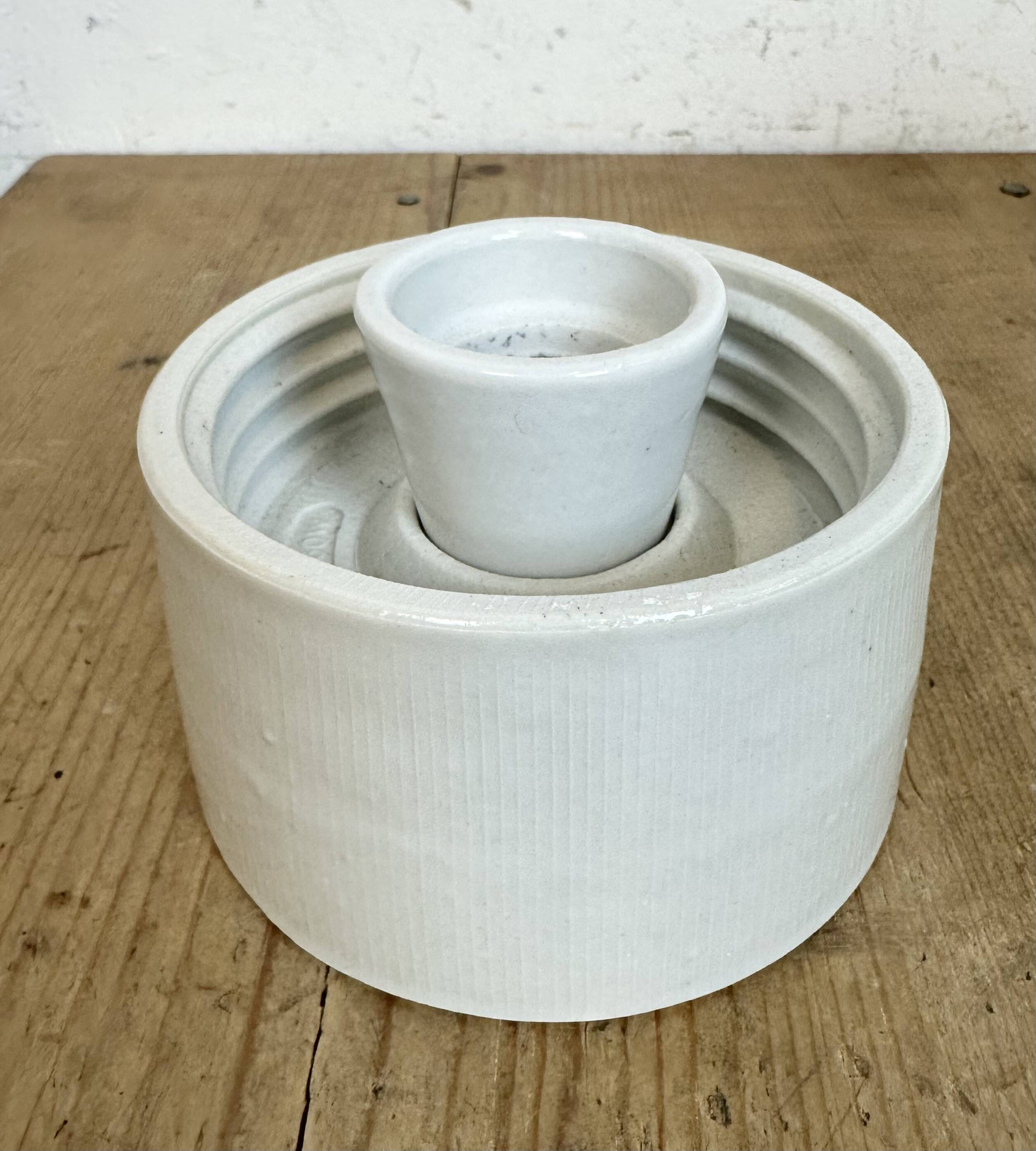 Vintage White Porcelain Ceiling Light with Milk Glass, 1960s