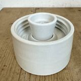 Vintage White Porcelain Ceiling Light with Milk Glass, 1960s