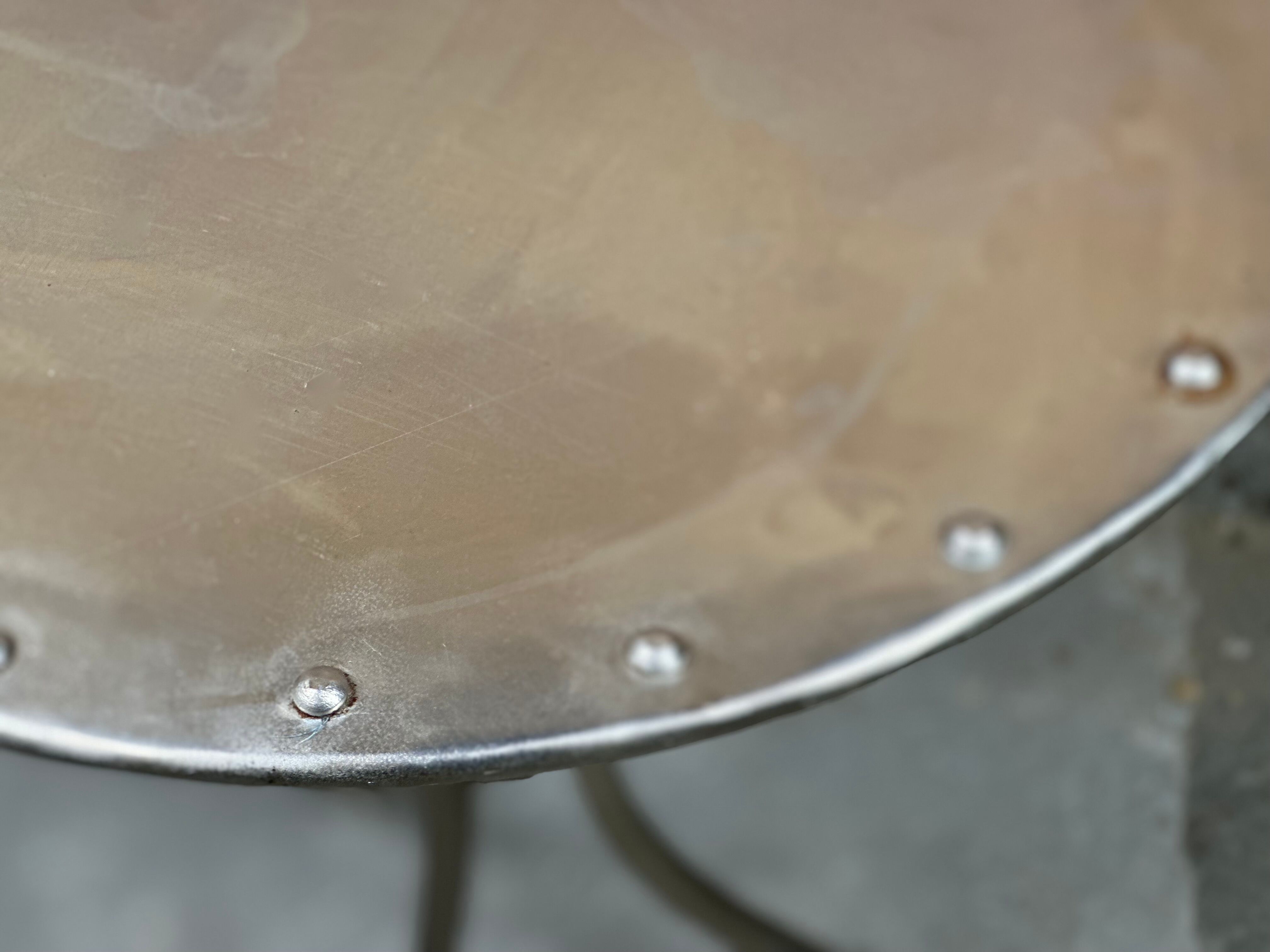 Side table industrial style riveted steel 1980