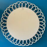 Miroir en rotin blanc année 60/70