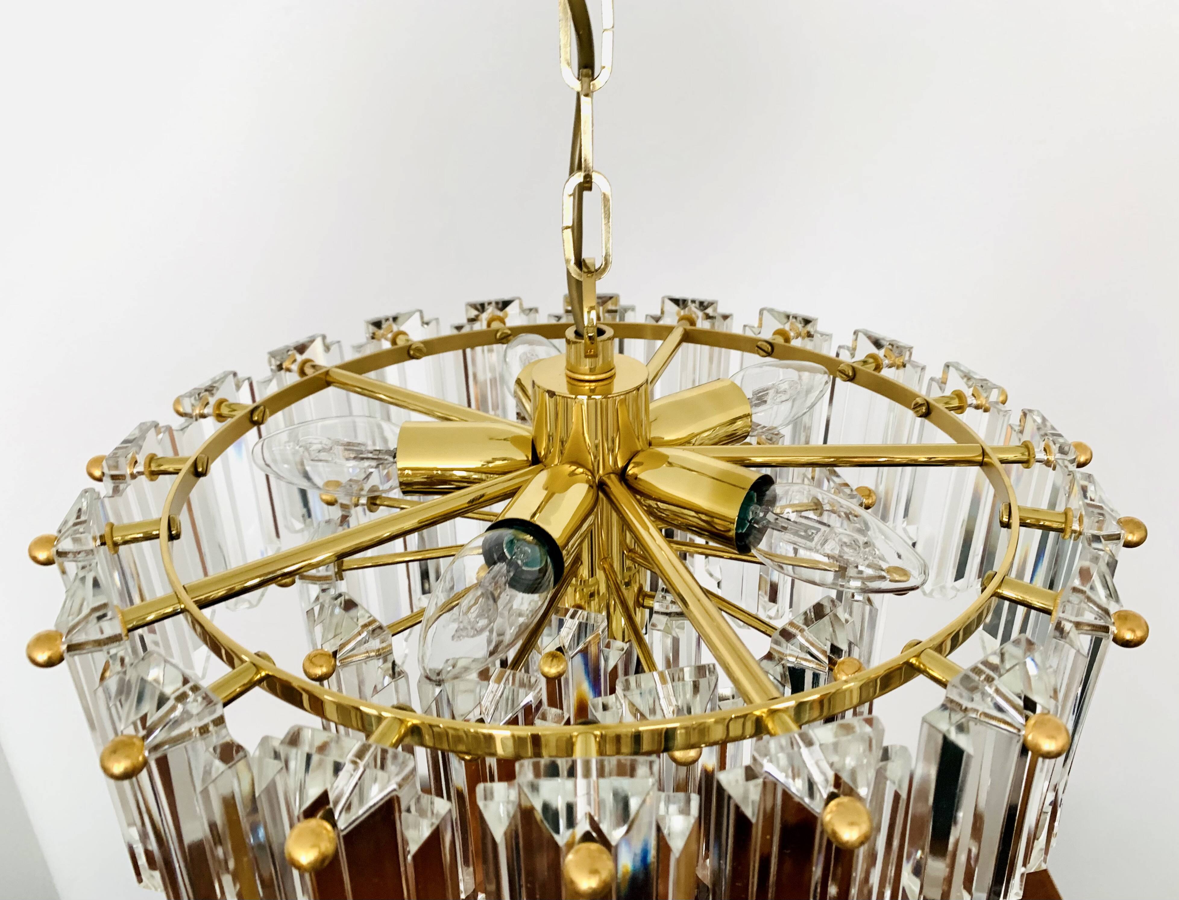 1 of 2 Crystal Glass Chandelier by J.T. Kalmar