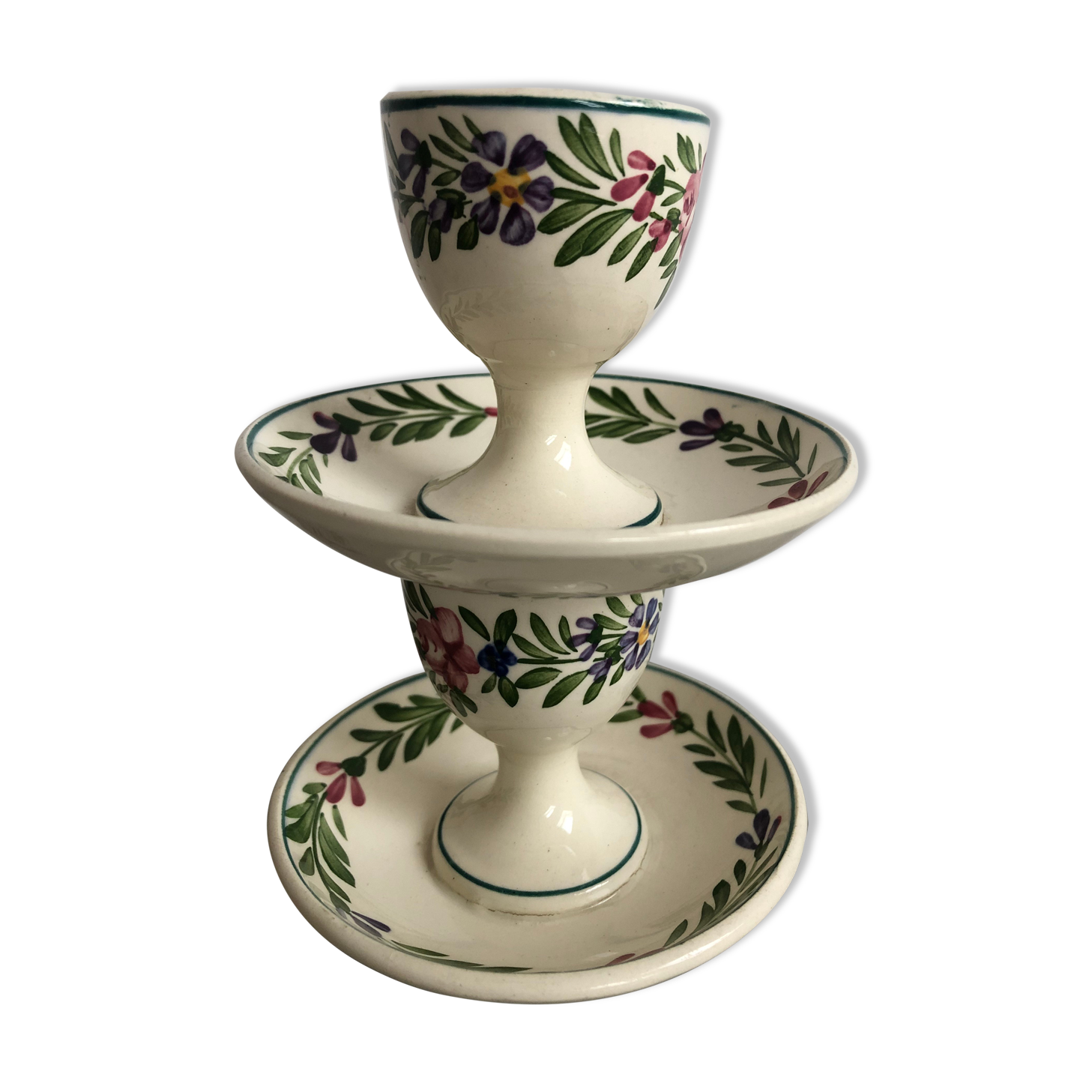 Set de 2 coquetiers vintage modèle Rusticana Sarreguemines