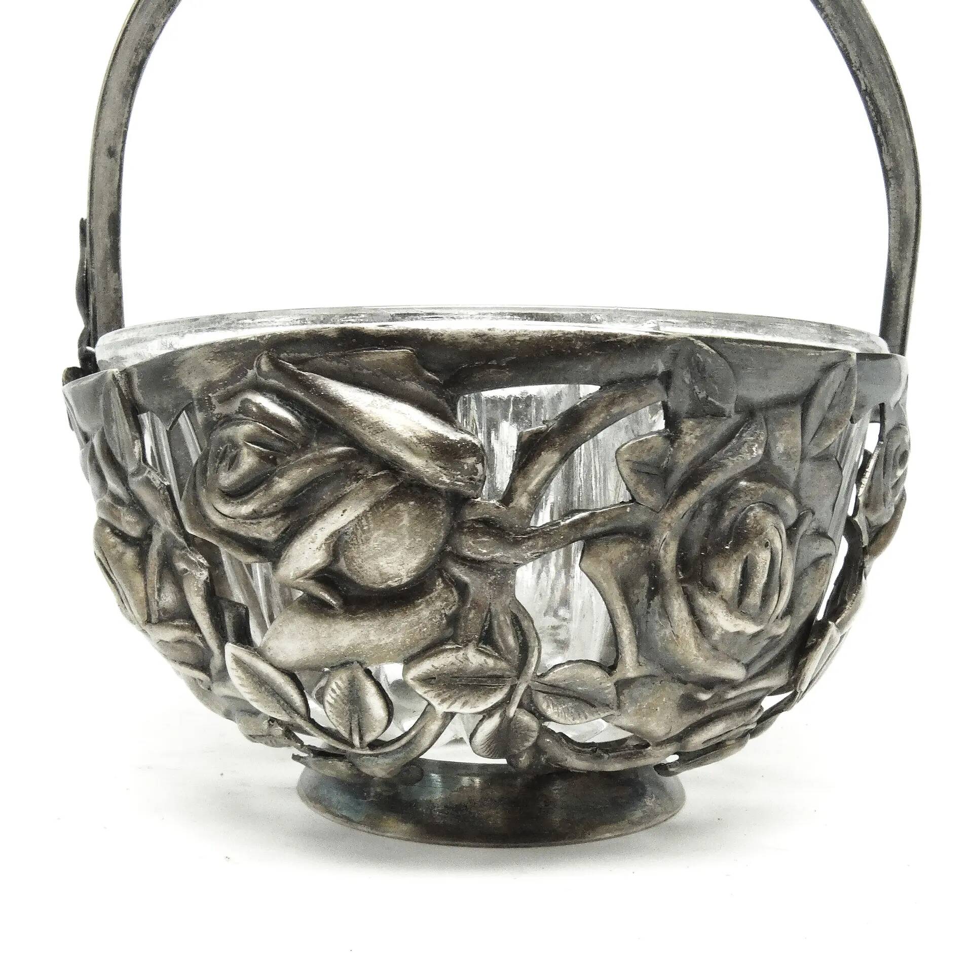 Sugar bowl, postmodernism, silver-plated brass, HEFRA, Poland, 1970s