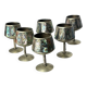 Abalone shell & alpaca shot glasses, set of 6, Mexico, 1970