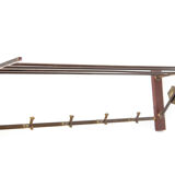Vintage coat rack and umbrella holder, wood and brass