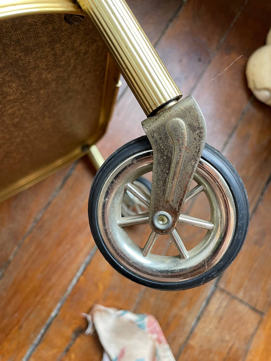 Golden trolley on wheels