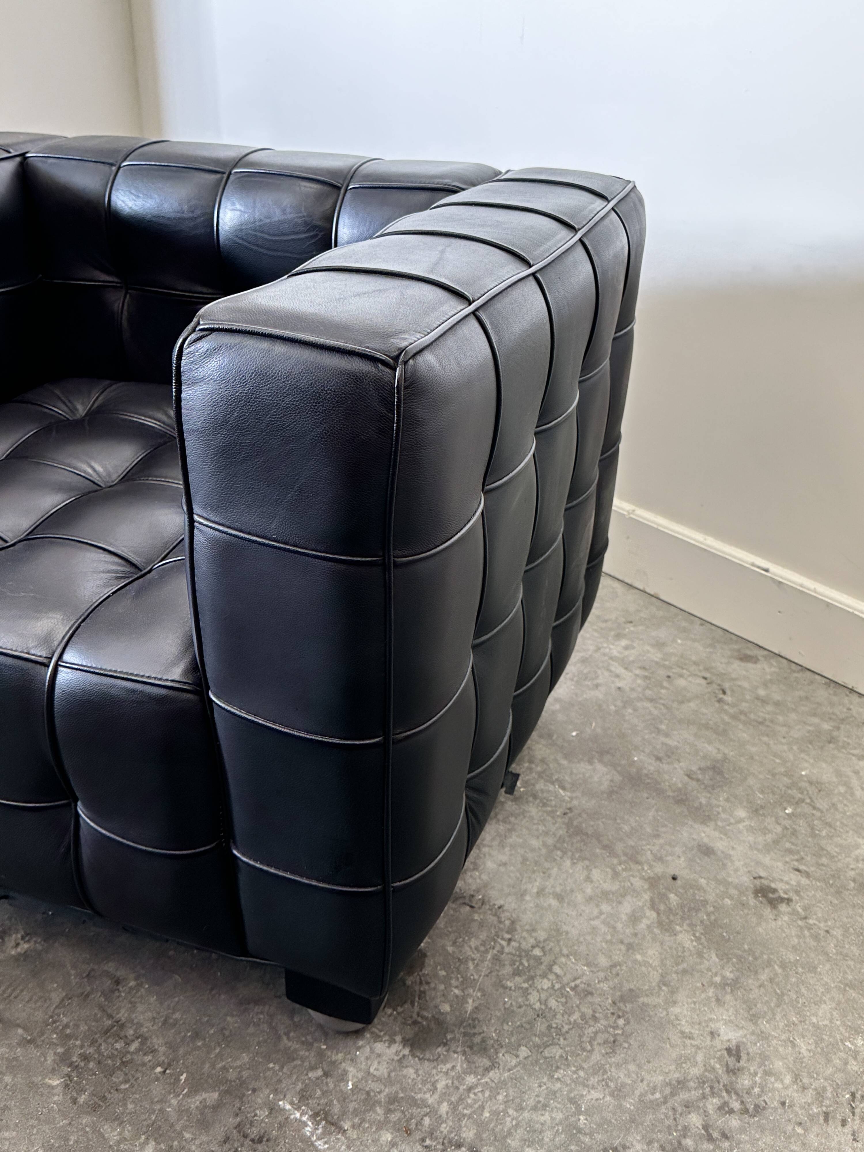 Wittmann Kubus Leather Armchair by Josef Hoffmann, 1980s