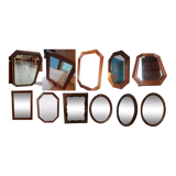 Set of 11 vintage wooden mirrors >60cm