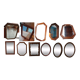 Set of 11 vintage wooden mirrors >60cm