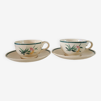 2 Gien tea cups and saucers
