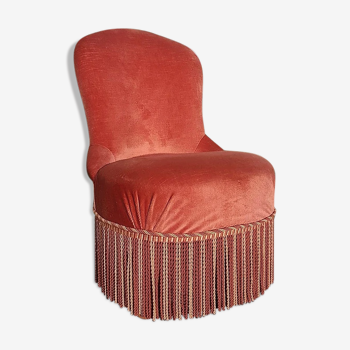 Fauteuil crapaud en velours rose