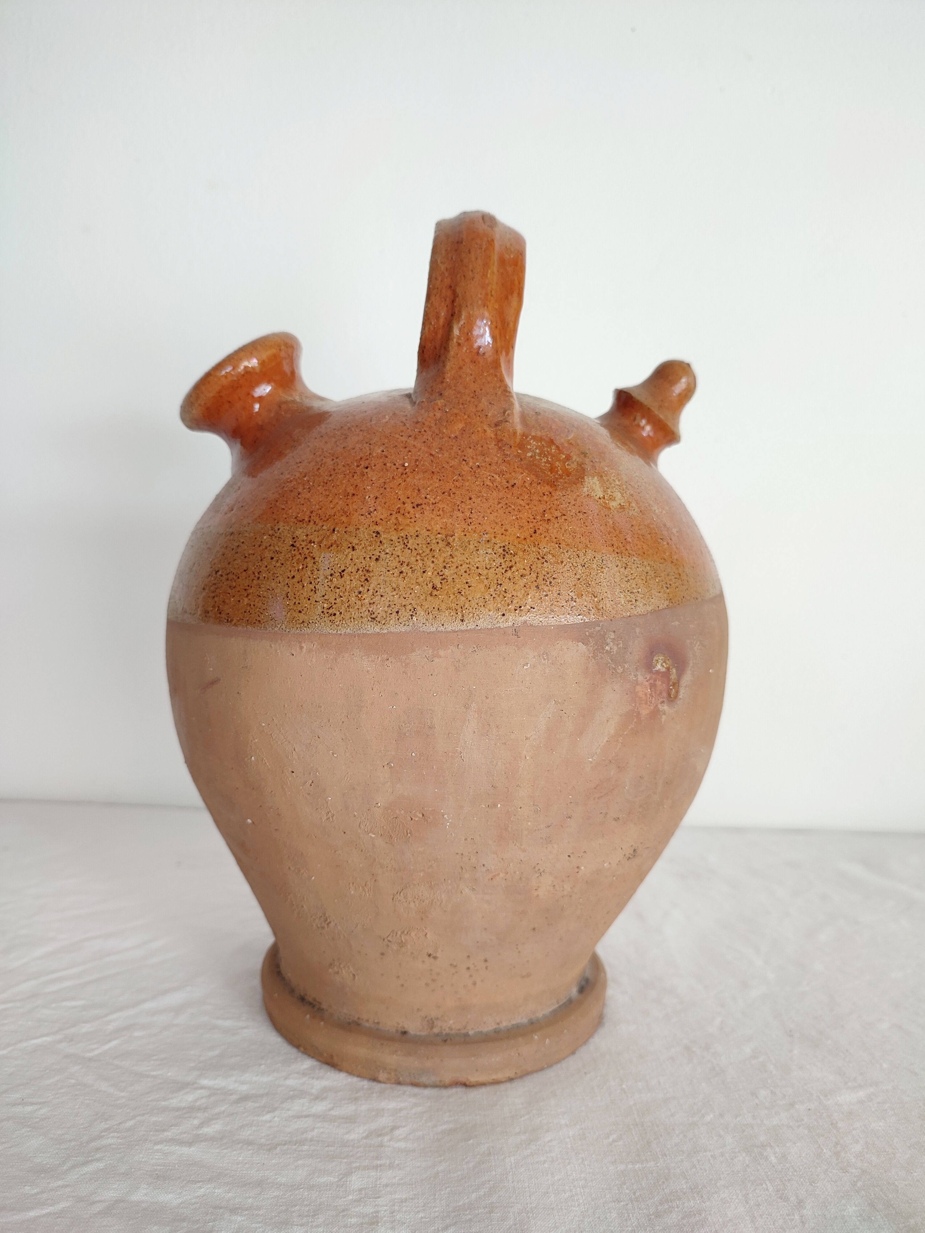Cruche Ancienne (cargoulette) En Terre Cuite Vernissée - Pièce Typique Française, Vintage
