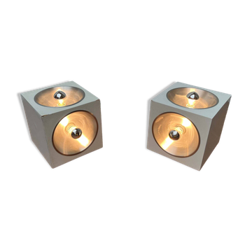 Swiss model 5703 cube table lamps, mid-century space age modern by E.R. Nele for Temde, 1960s, set of 2.
