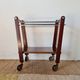 Vintage wooden and metal side table | Retro rolling cart