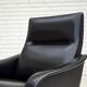1970s, Danish armchair, black artificial leather, teak wood legs.