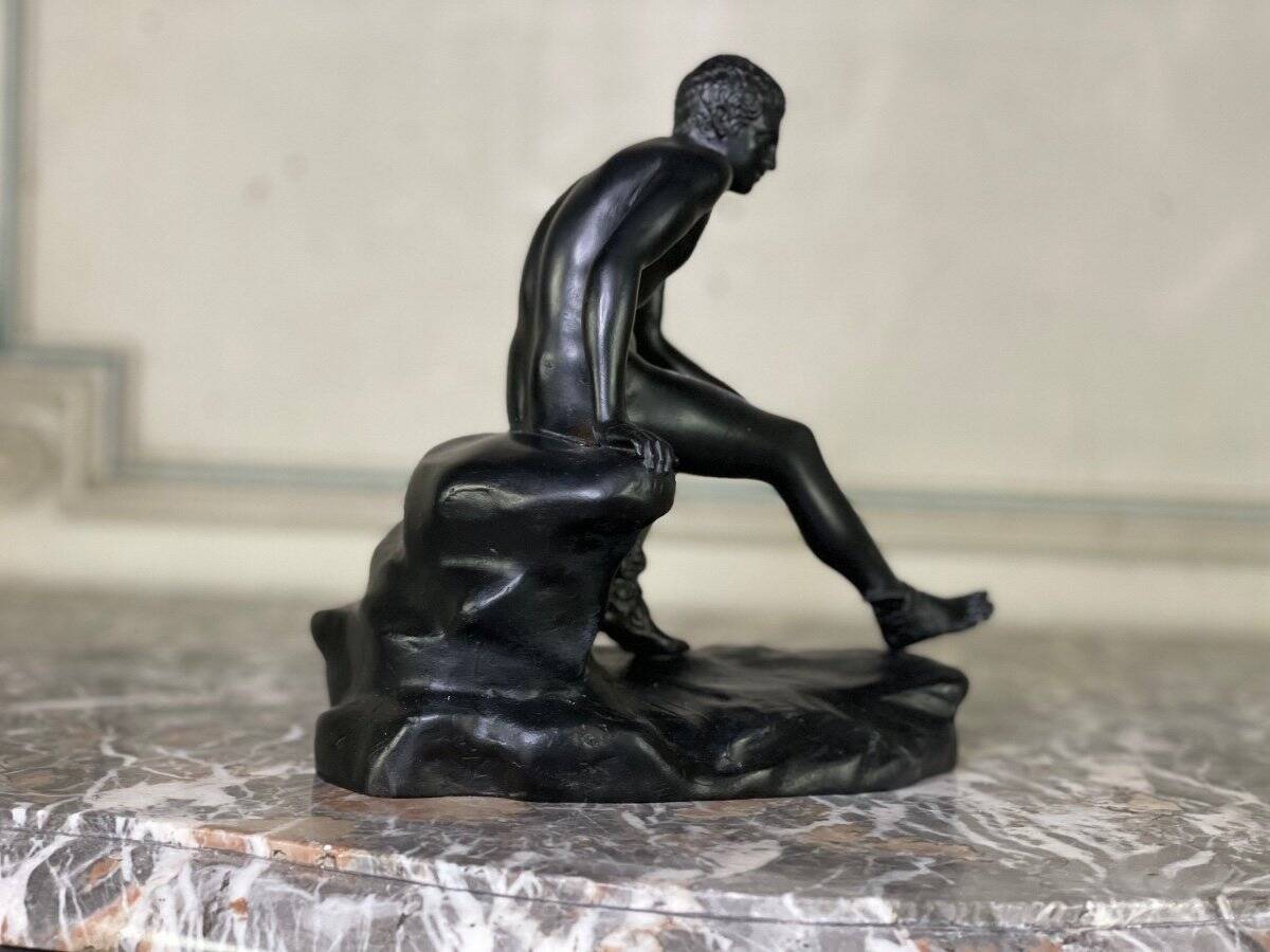 Hermès at rest, black patinated bronze after the antique.