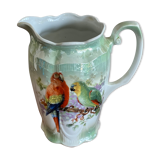 Broc pichet motifs perroquet