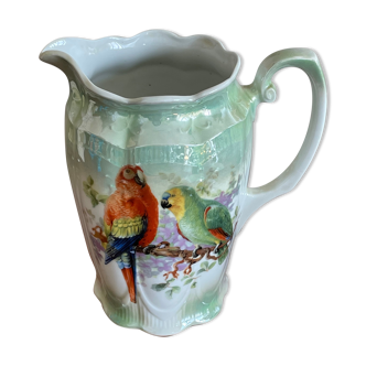 Broc pichet motifs perroquet