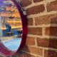 Vintage red lacquered mirror