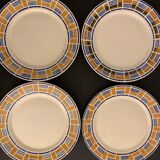 8 assiettes plates anciennes badonviller, modèle edith, 1900