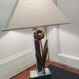 Lampe ancienne vintage métal chromé et bronze doré