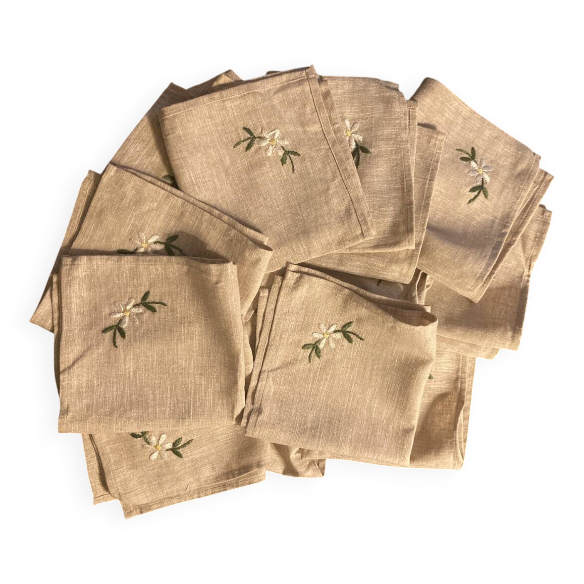 Embroidered linen and cotton napkins