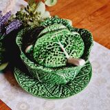 Small soup tureen in cabbage barbotine