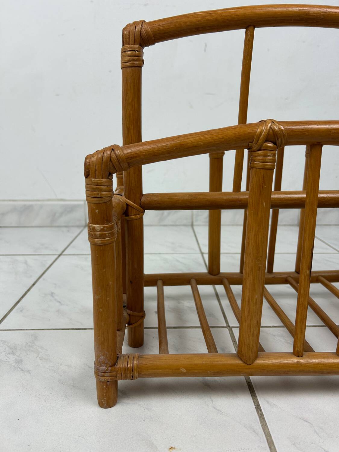 Vintage bamboo magazine rack
