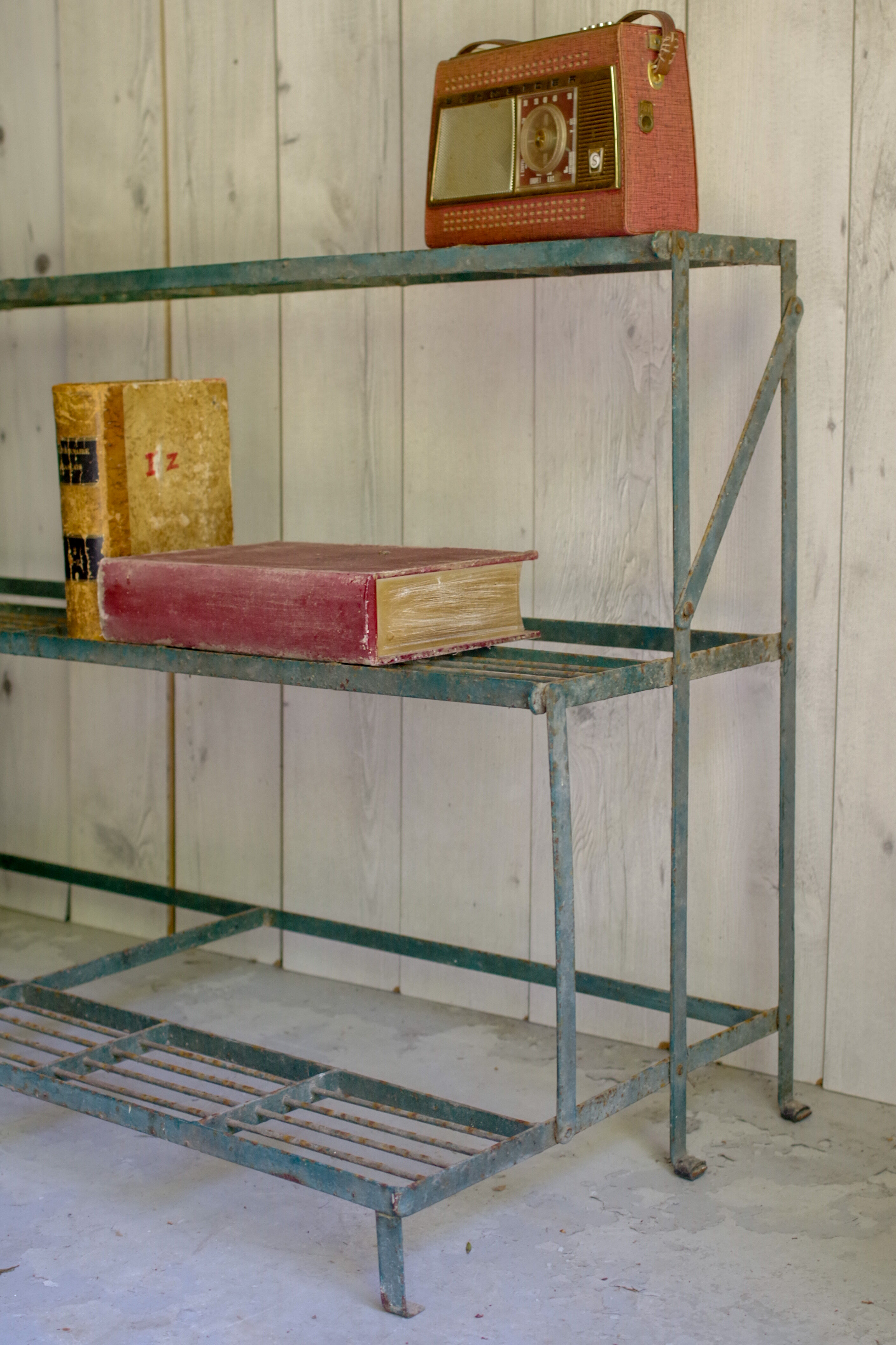 Antique florist metal shelf-industrial shelf
