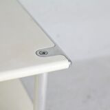 Coffee table in lacquered steel "cream", double trays, France, circa 1970