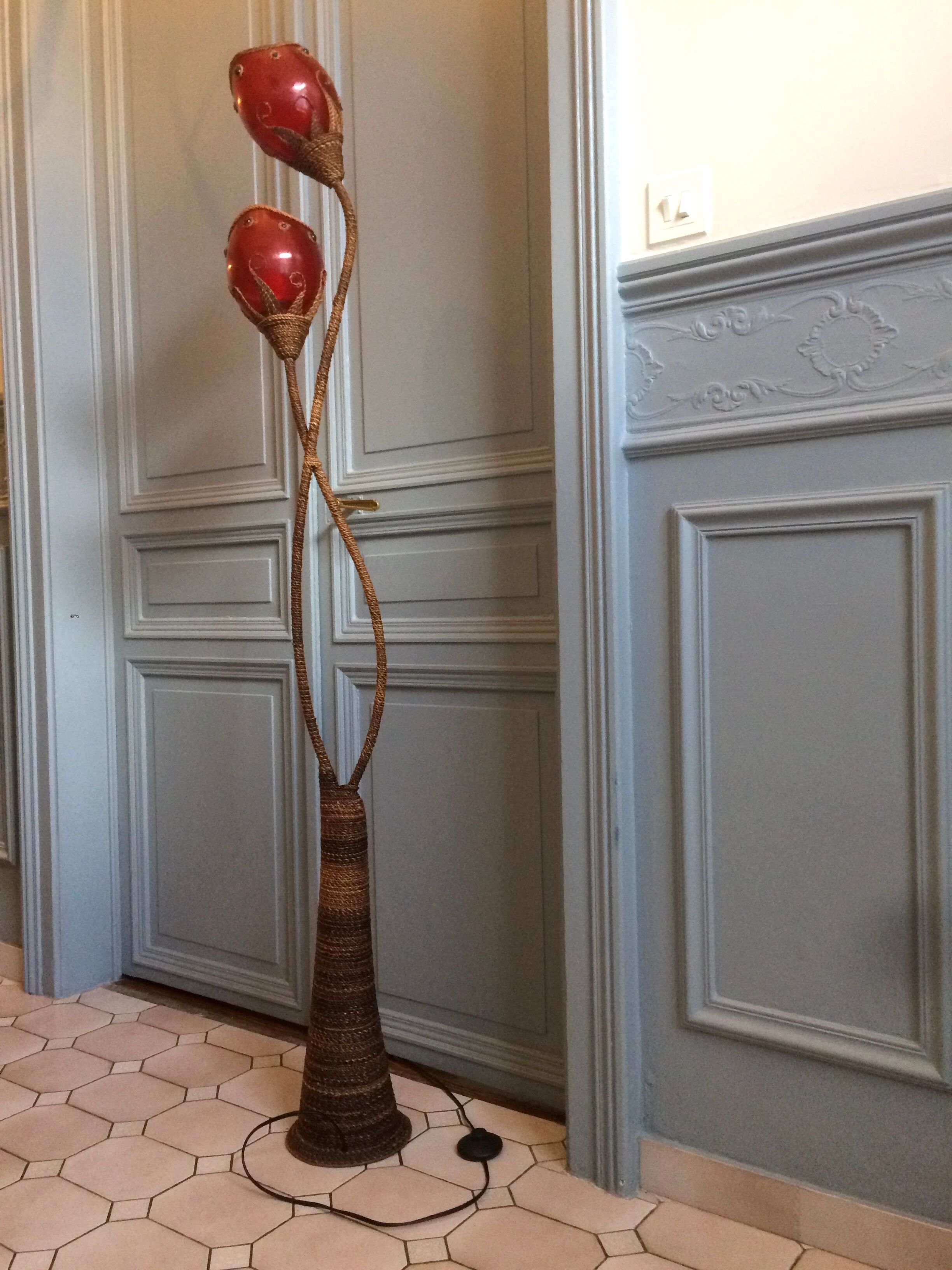 Carnival lamp in Fiber of Glass and Wicker