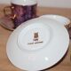 Set of 5 marbled porcelain coffee cups and saucers, hand-painted, with a gold rim.