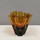 Beautiful ‘folded’ vase in amber-coloured glass. 1980-90s Finland