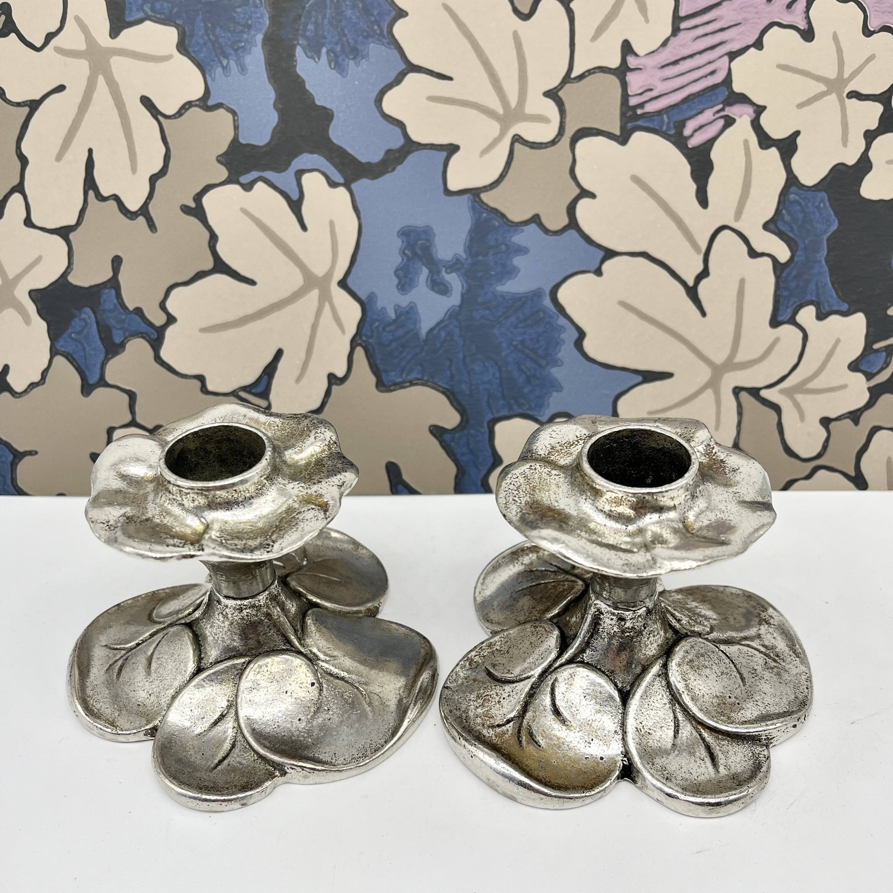 Pair of flower candlesticks