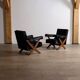 Paire de fauteuils lounge à jambes en X de Pierre Jeanneret, Chandigarh années 1960.