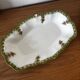 Vintage serving dish with green and gilt defects, Limoges porcelain