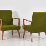 2 fauteuils verts, vers 1950