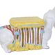 Stool or stand in earthenware depicting a white dachshund.