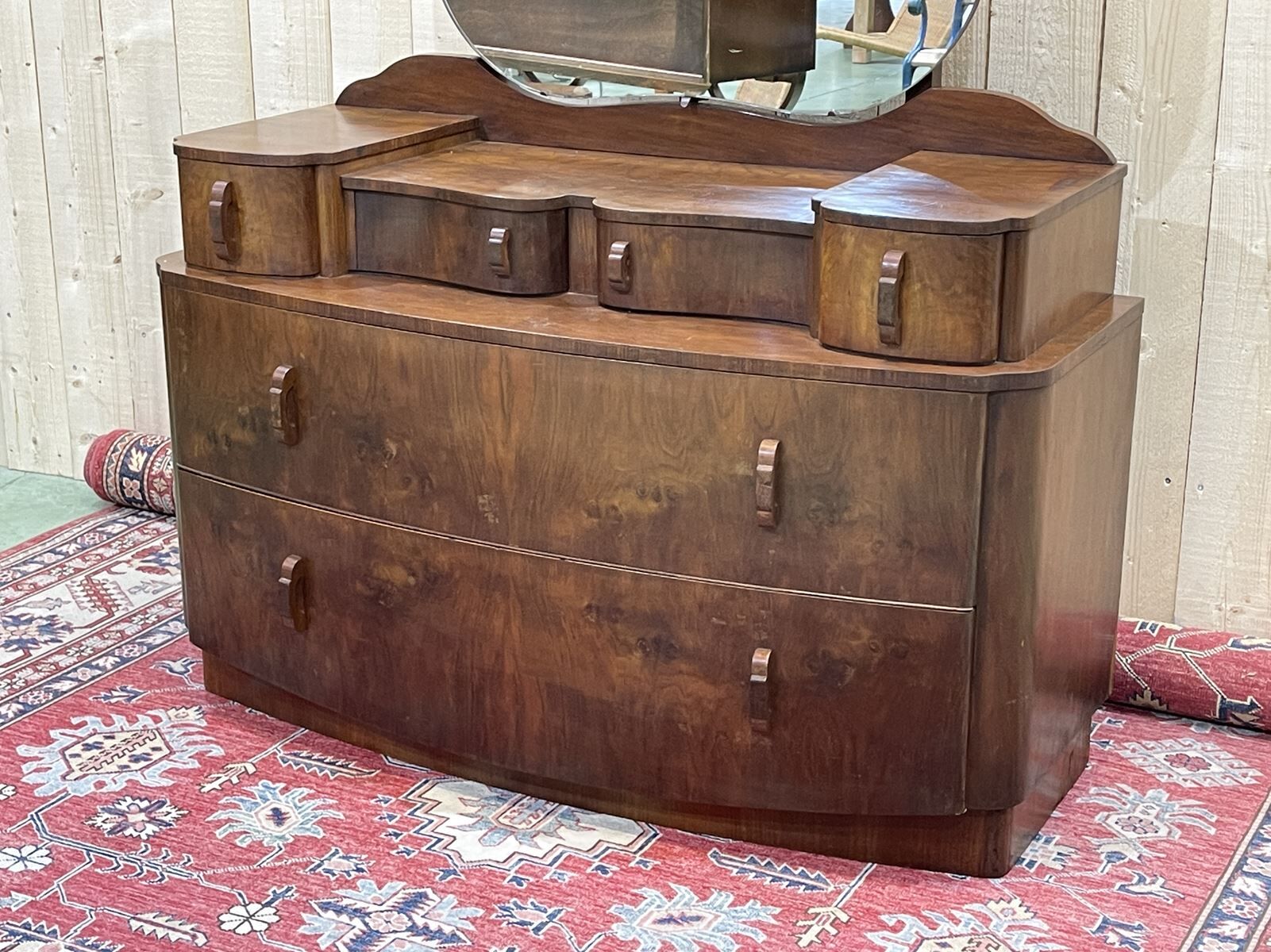 English hairdresser Art Deco walnut