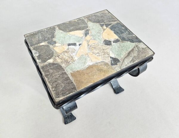 Table d'appoint en fonte et en ardoise   Années 1960