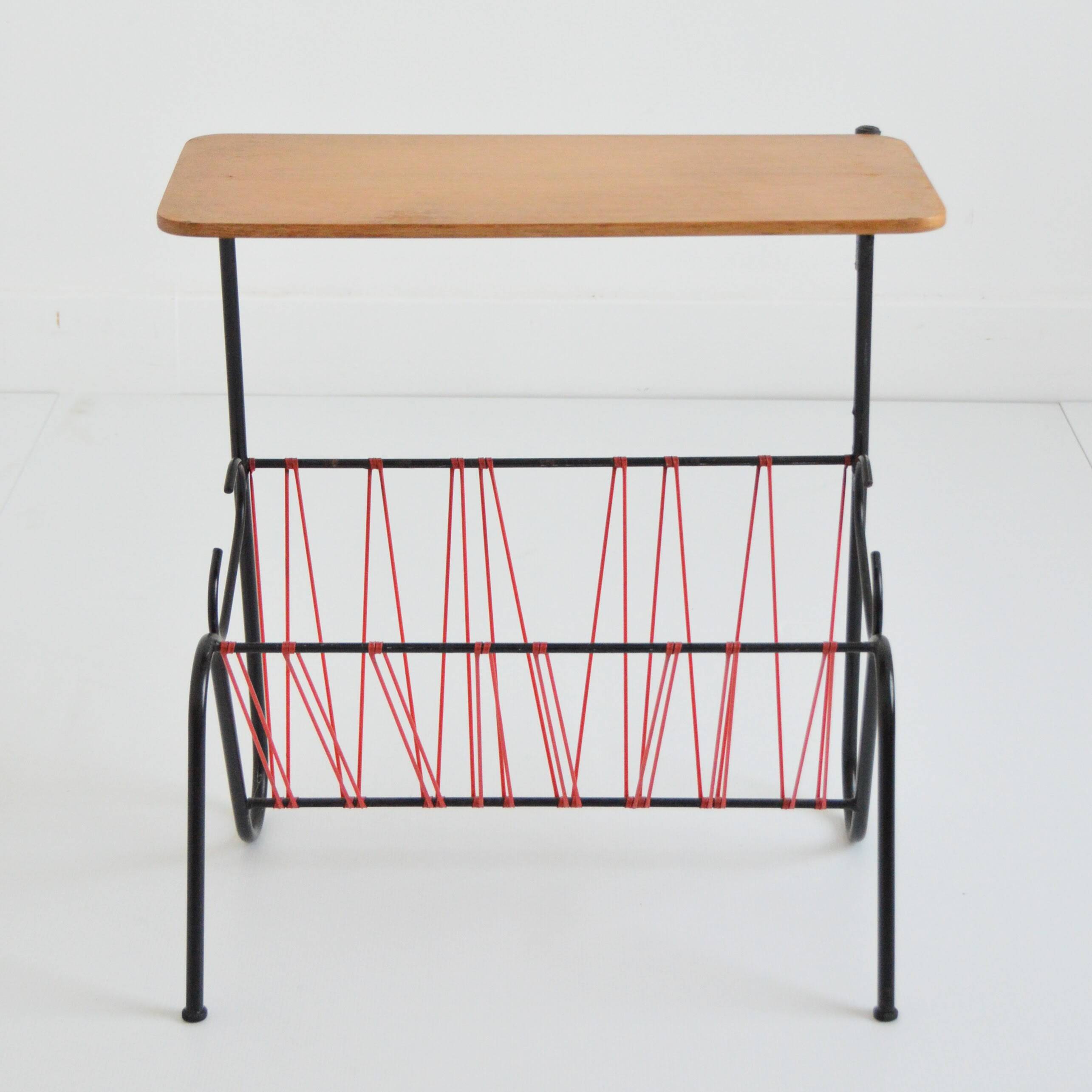 Side table / Scoubidou magazine rack 1950 vintage