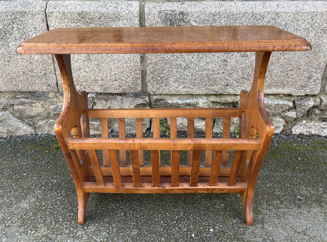 Magazine rack, side table, wood, vintage, 60s