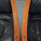 Set of 4 luxury black leather Art Deco dining chairs with armrests