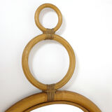 Round bamboo mirror from the 70s - 32x52cm